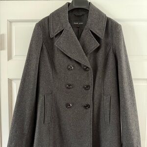 Black Rivet Charcoal Double-Breasted Peacoat